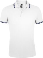 Рубашка поло мужская Pasadena Men 200 с контрастной отделкой, белая с синим