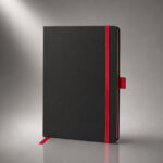 Блокнот ColorNote Black, твердая обложка A5, 80 листов, черный с красным