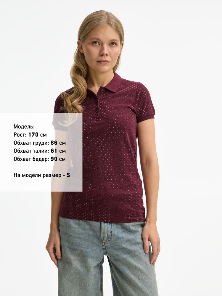 Рубашка поло женская Brandy Women, бордовая с белым — изображение 2