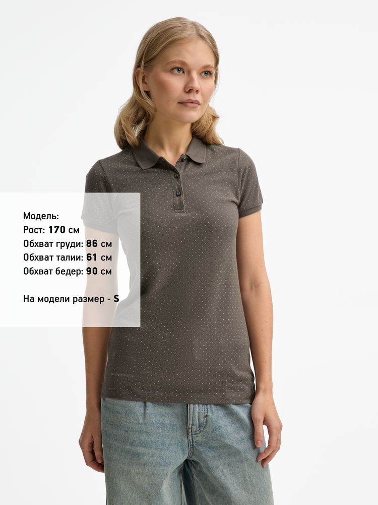 Рубашка поло женская Brandy Women, темно-серая с белым — изображение 2