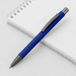 Ручка металлическая soft touch шариковая Tender, синий/серый