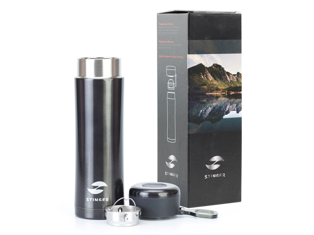 Термокружка Stinger, 0,42 л, сталь/пластик, чёрный глянцевый, 7,5 х 6,9 х 22,2 см — изображение 6