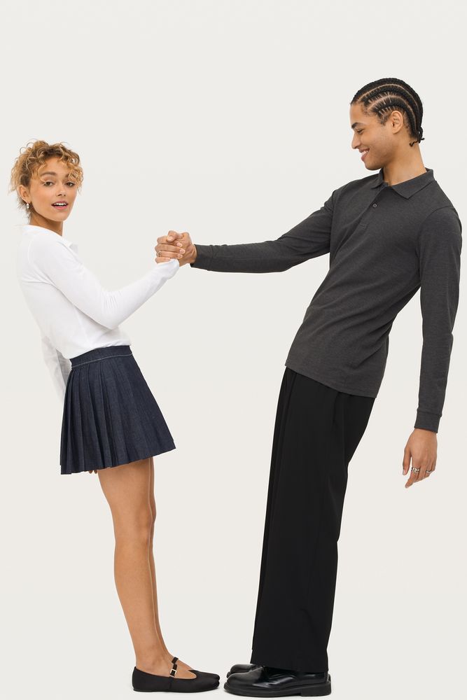 Рубашка поло женская с длинным рукавом Perfect LSL Women, черный меланж — изображение 6