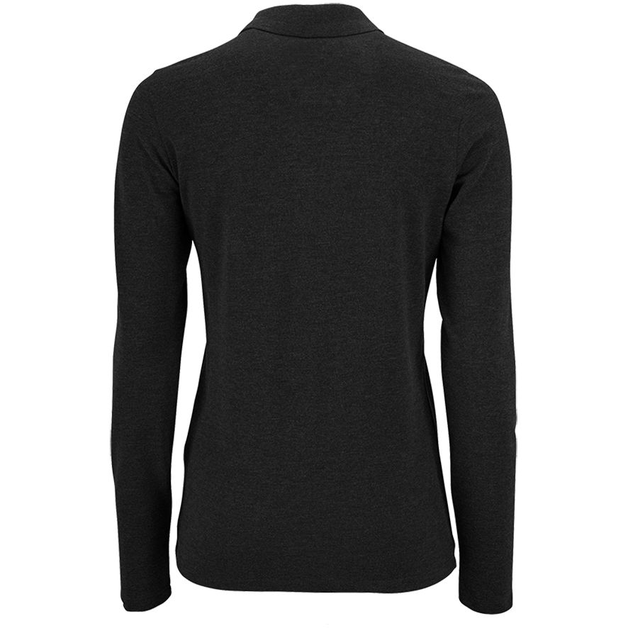 Рубашка поло женская с длинным рукавом Perfect LSL Women, черный меланж — изображение 2