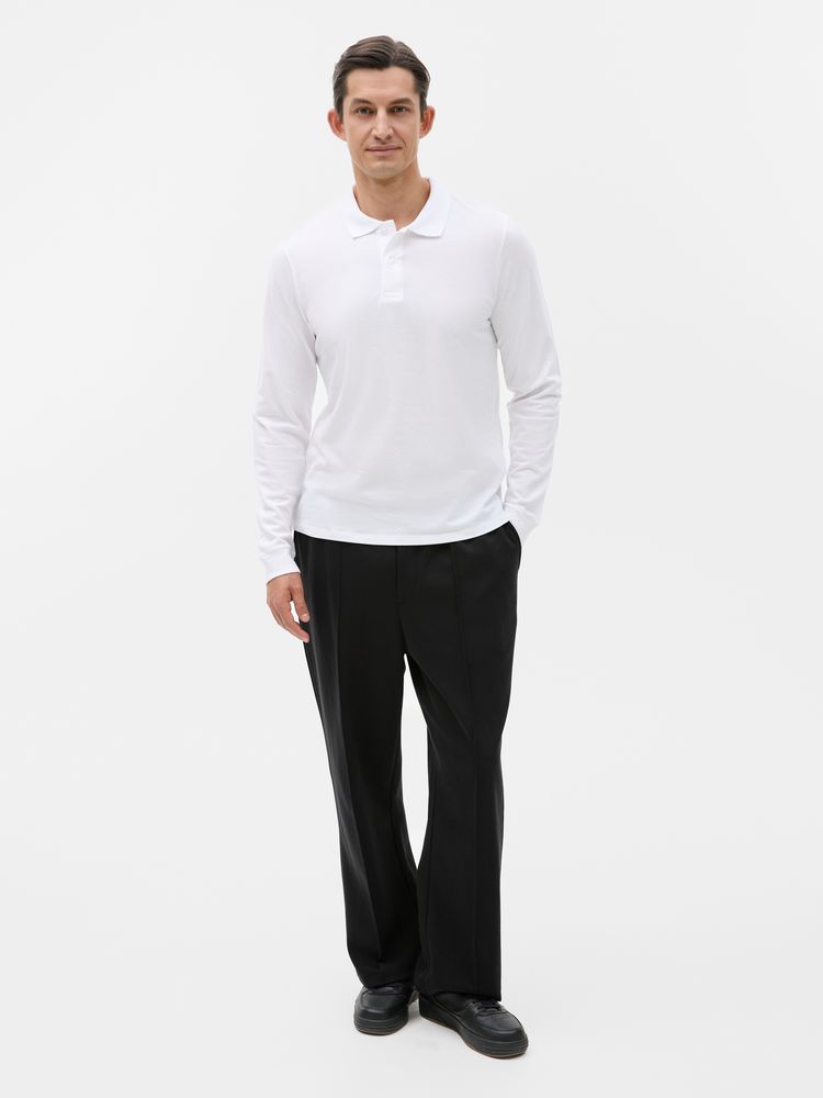 Рубашка поло мужская с длинным рукавом Perfect LSL Men, белая — изображение 6