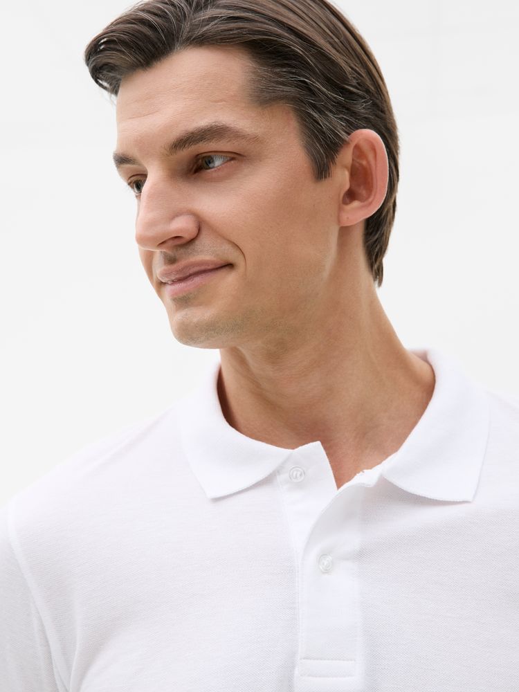 Рубашка поло мужская с длинным рукавом Perfect LSL Men, белая — изображение 4