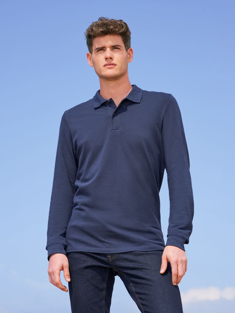 Рубашка поло мужская с длинным рукавом Perfect LSL Men, черная — изображение 4