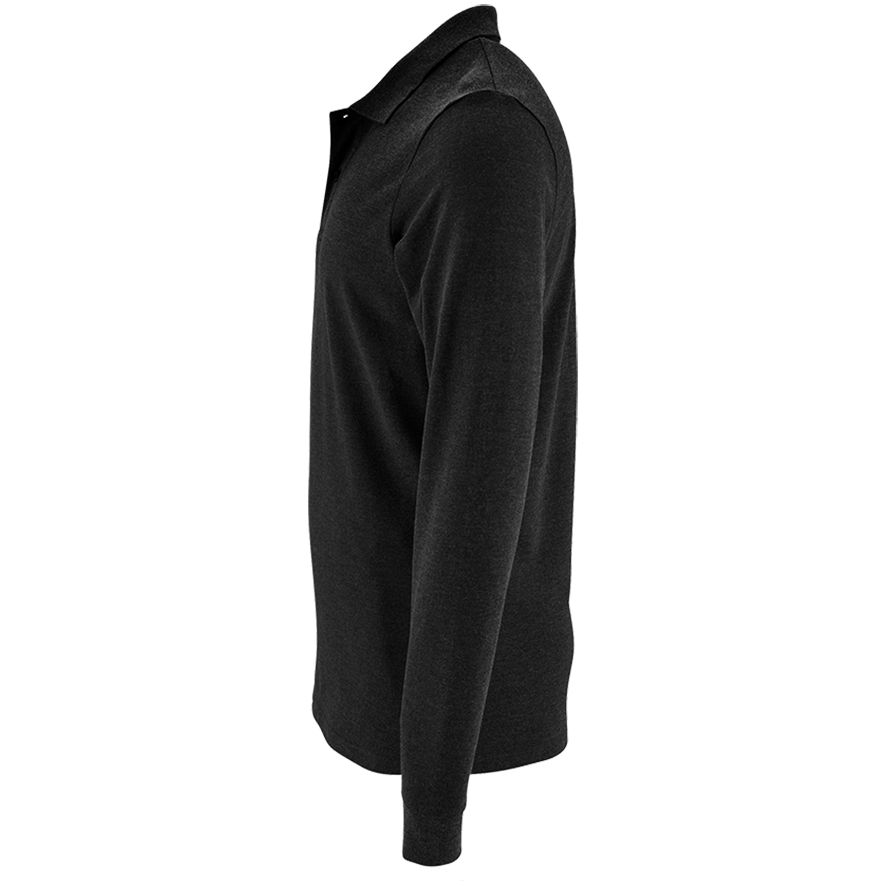 Рубашка поло мужская с длинным рукавом Perfect LSL Men, черный меланж — изображение 3