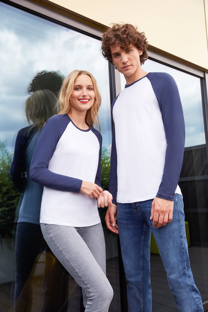 Футболка мужская с длинным рукавом Funky Lsl, белая с ярко-синим — изображение 5