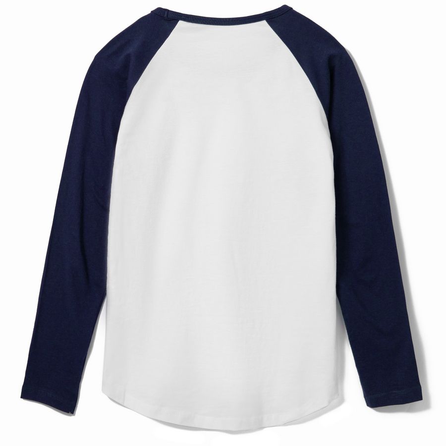 Футболка женская с длинным рукавом Milky Lsl, белая с темно-синим — изображение 2