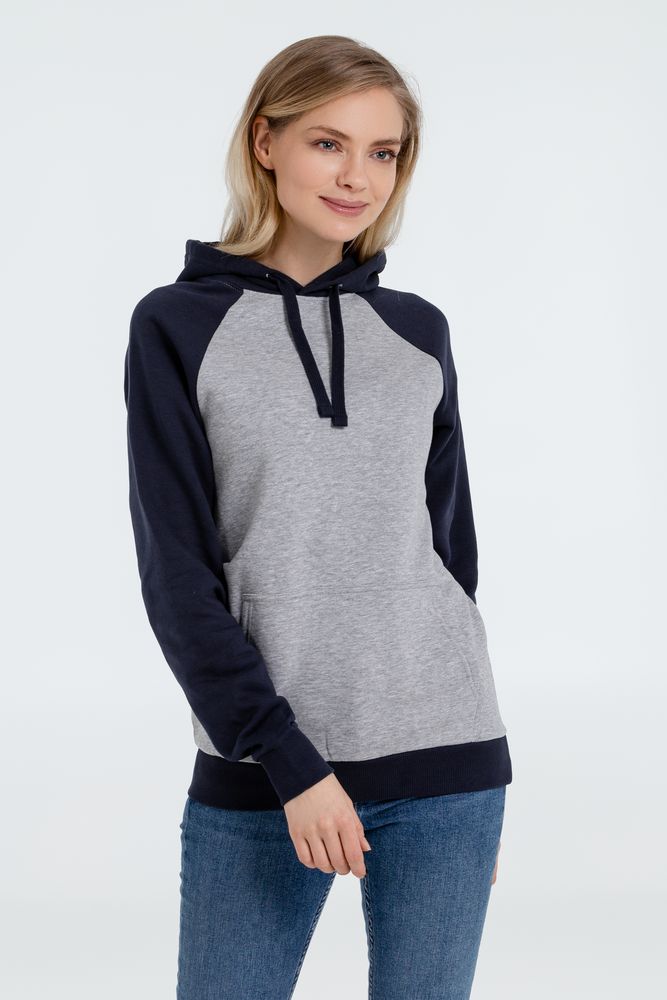 Толстовка унисекс Seattle, серый меланж с темно-синим — изображение 7