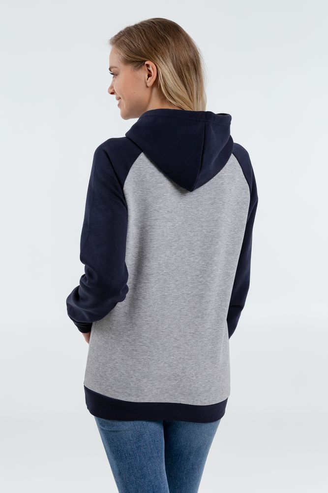 Толстовка унисекс Seattle, серый меланж с темно-синим — изображение 8