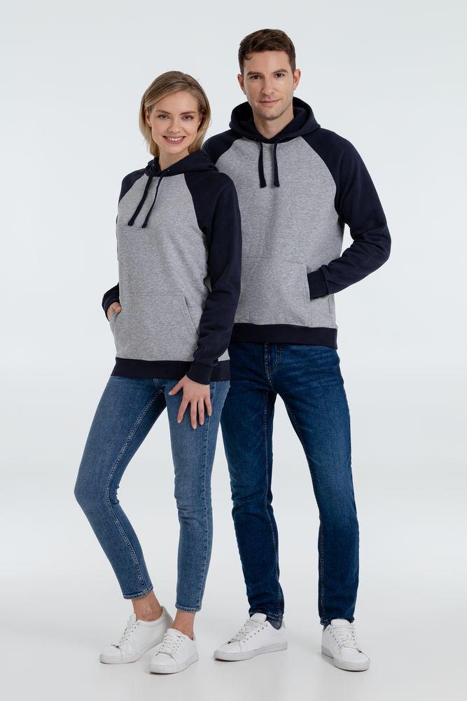 Толстовка унисекс Seattle, серый меланж с темно-синим — изображение 9