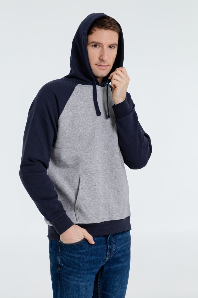 Толстовка унисекс Seattle, серый меланж с темно-синим — изображение 6