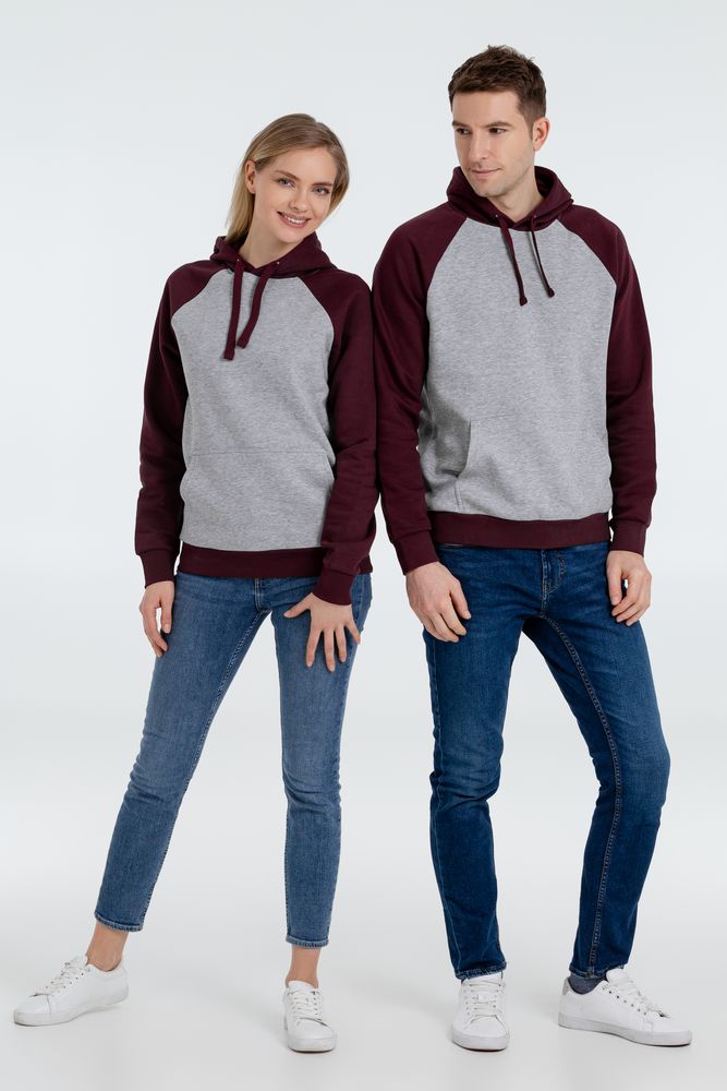 Толстовка унисекс Seattle, серый меланж с бордовым — изображение 8