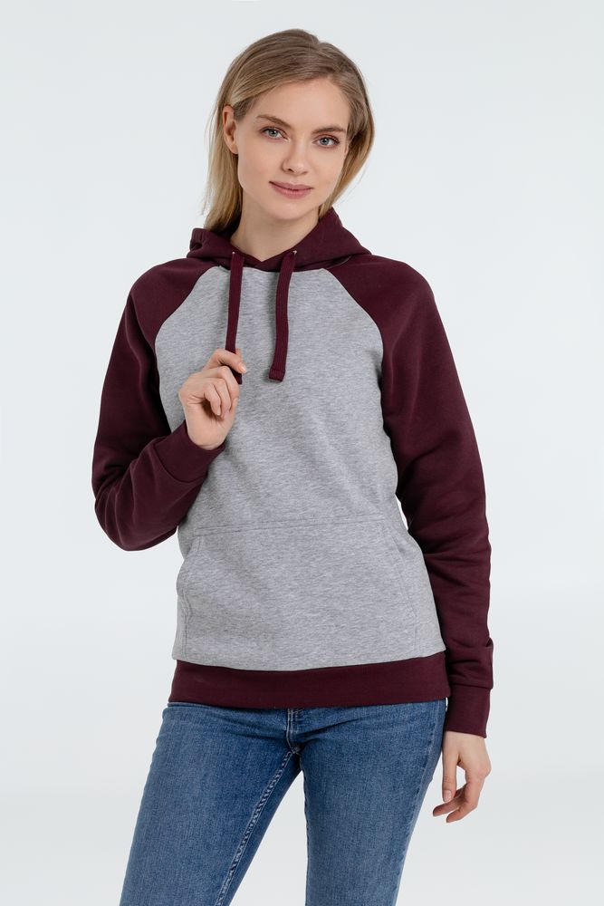 Толстовка унисекс Seattle, серый меланж с бордовым — изображение 6