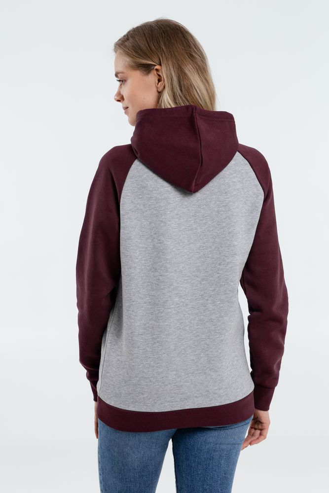 Толстовка унисекс Seattle, серый меланж с бордовым — изображение 7