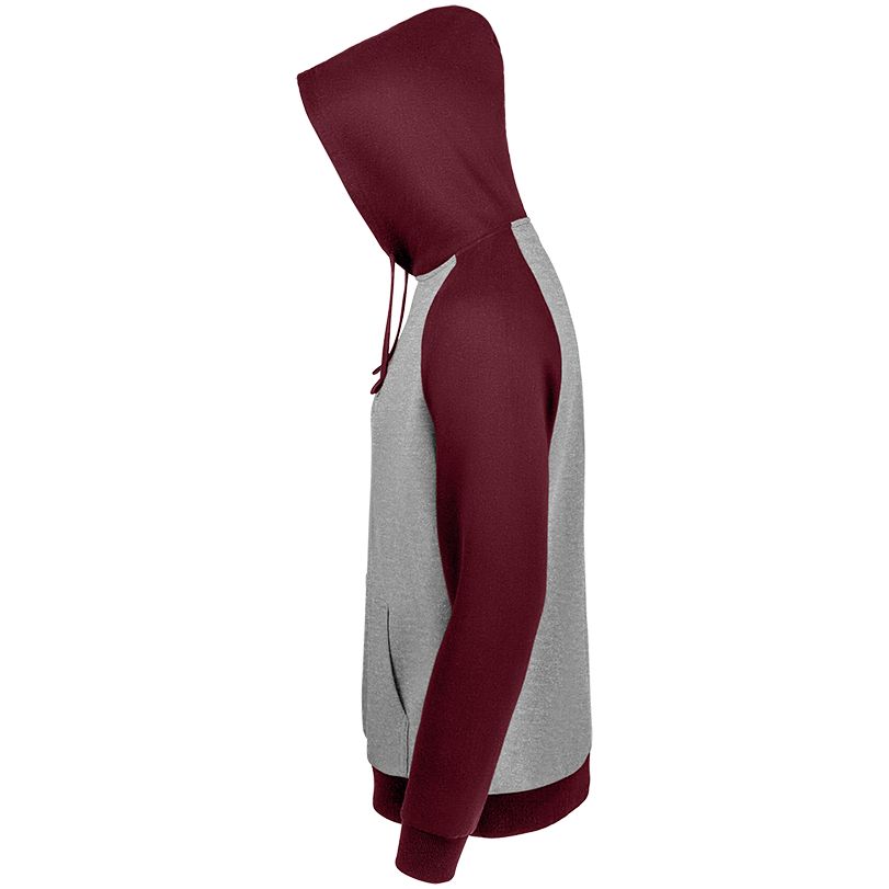 Толстовка унисекс Seattle, серый меланж с бордовым — изображение 3