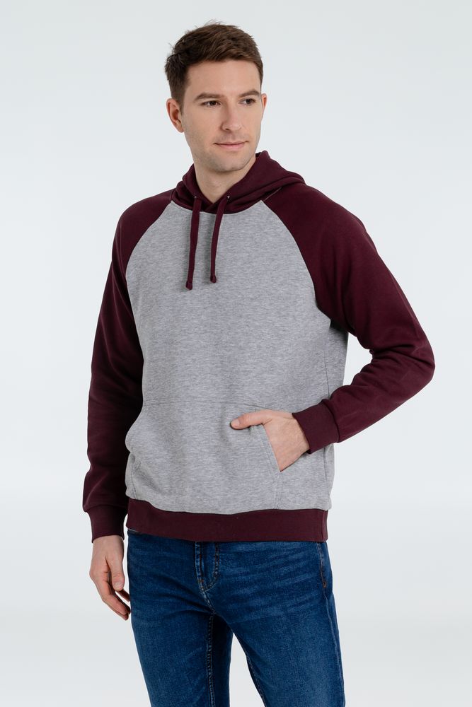 Толстовка унисекс Seattle, серый меланж с бордовым — изображение 4