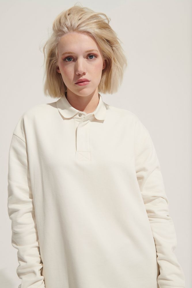 Рубашка поло оверсайз с длинным рукавом Heritage, серый меланж — изображение 5