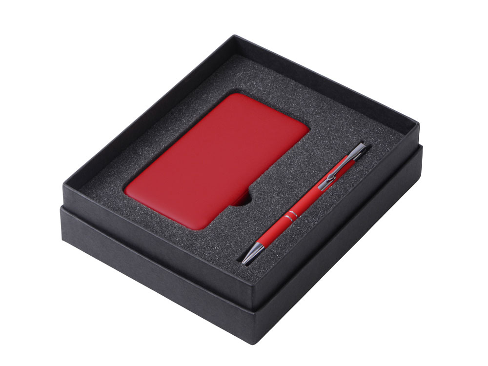 Подарочный набор c ручкой и повербанком 5000 mAh, красный — изображение 2