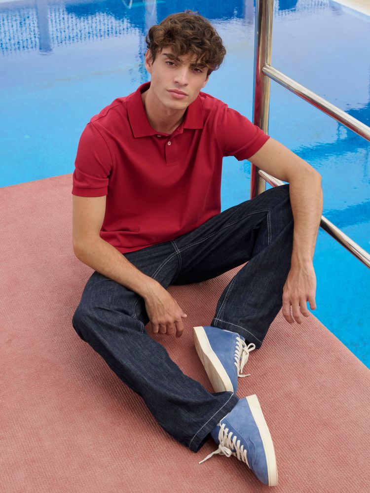 Рубашка поло унисекс Pacific, красная (бургунди) — изображение 8