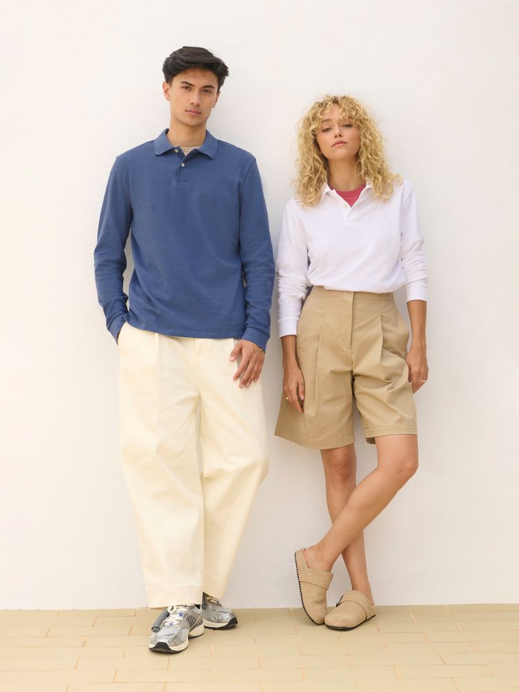 Рубашка поло унисекс с длинным рукавом Pacific LSL, синяя (джинс) — изображение 7