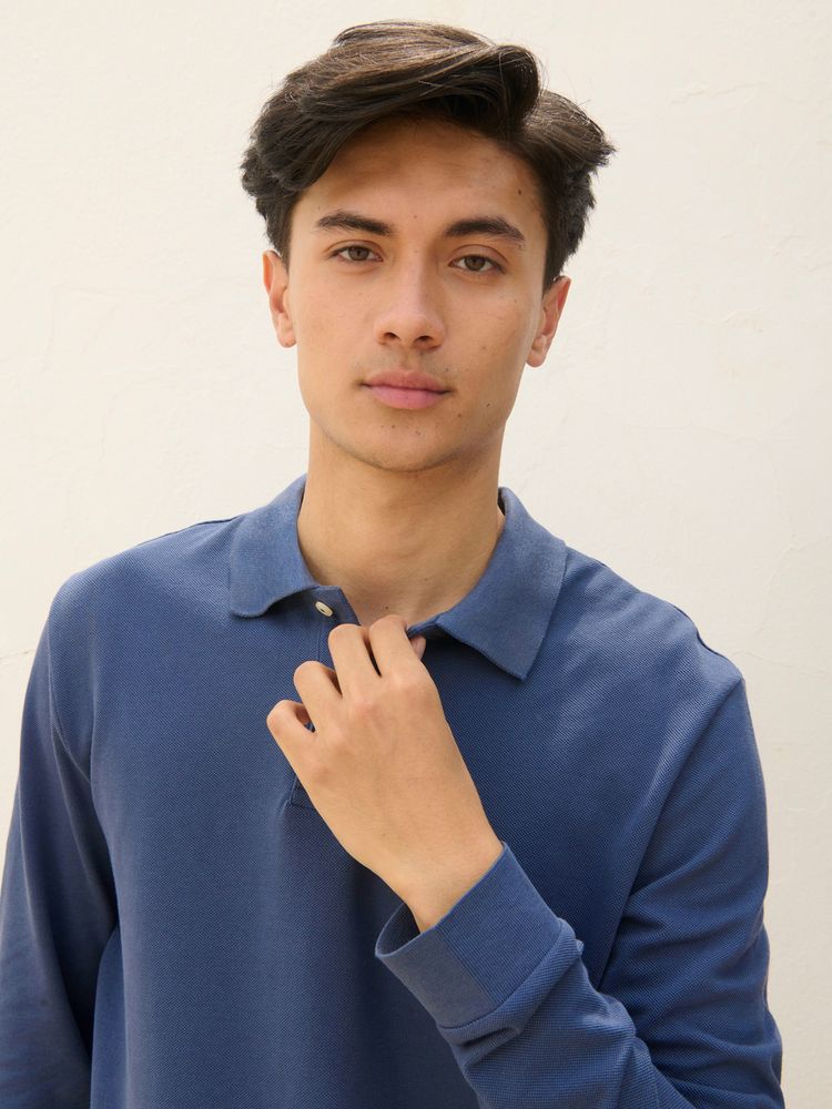 Рубашка поло унисекс с длинным рукавом Pacific LSL, синяя (джинс) — изображение 5