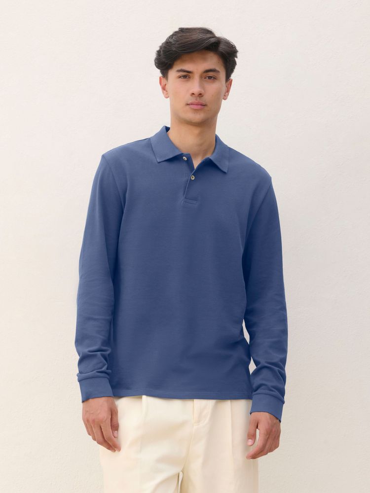 Рубашка поло унисекс с длинным рукавом Pacific LSL, темно-серая (графит) — изображение 4