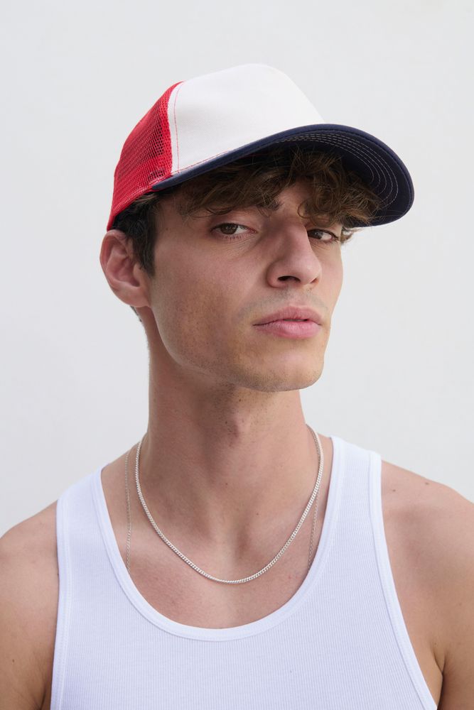 Бейсболка Blink, молочная с красным — изображение 4