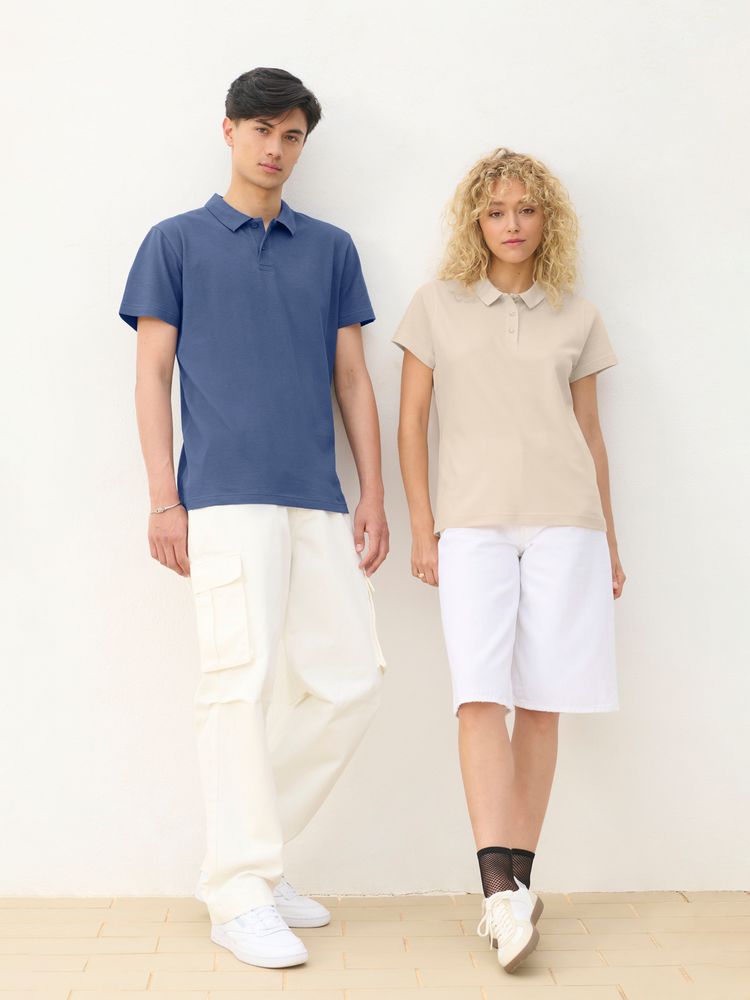 Рубашка поло унисекс Pulse, синяя (джинс) — изображение 6