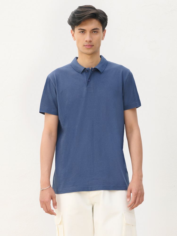 Рубашка поло унисекс Pulse, синяя (джинс) — изображение 5