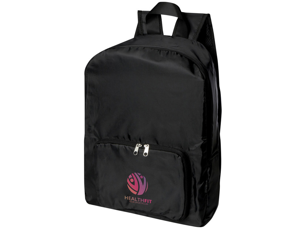 Складной рюкзак EcoFold объемом 15 л из переработанного ПЭТ-пластика - сплошной черный — изображение 4