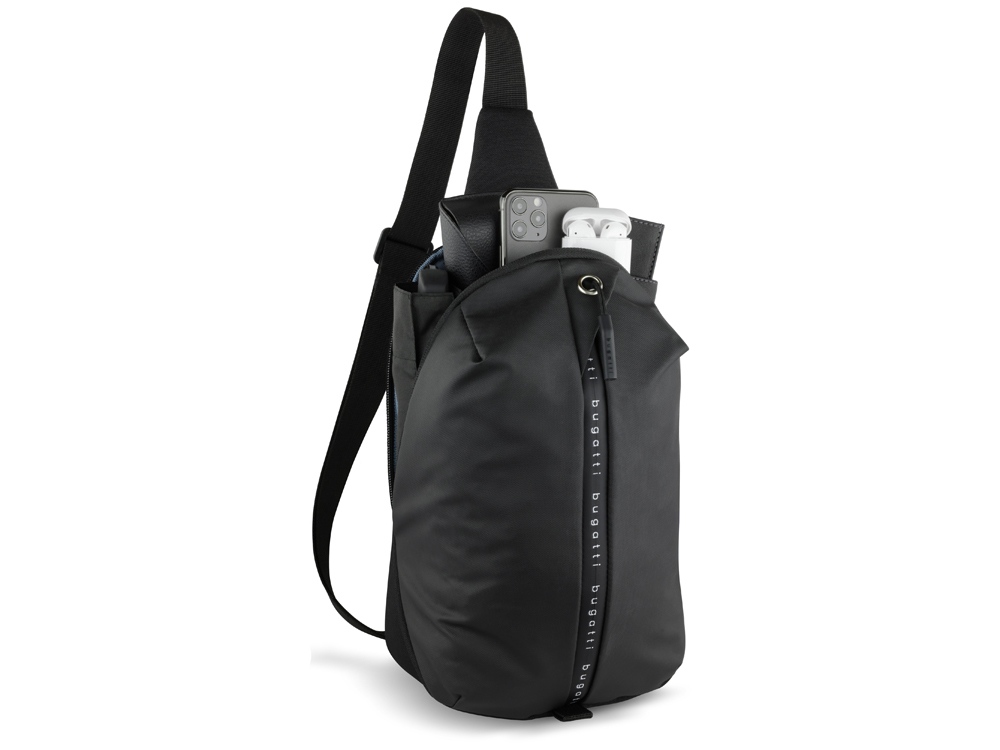 Рюкзак BUGATTI Blanc Delight, чёрный, нейлон RPET600D/тарпаулин/полиэстер, 18х10х31 см, 5 л — изображение 4