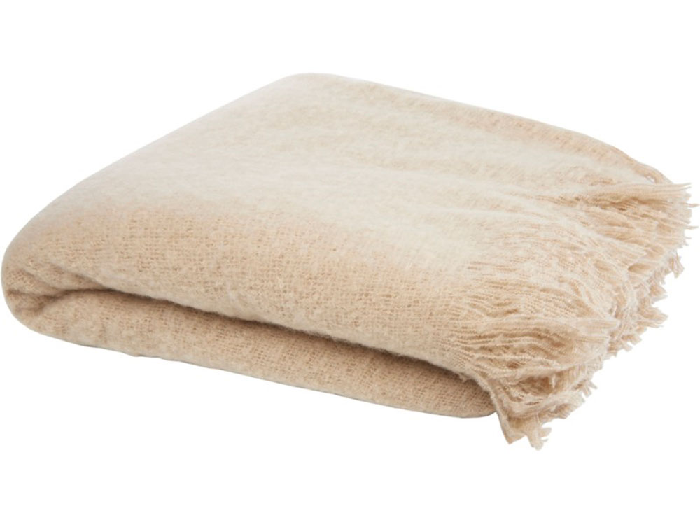 Мохеровый плед из вторичного ПЭТ Ivy, бежевый — изображение 3