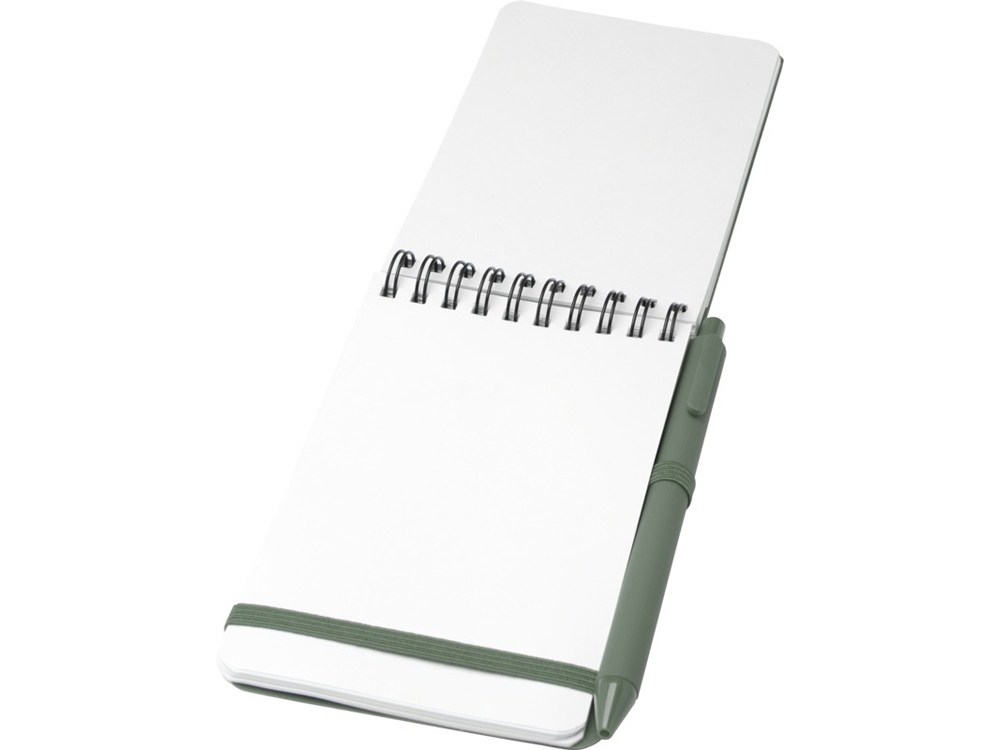 Блокнот Thalaasa формата А6 в твердой обложке из океанического пластика с шариковой ручкой - Зеленый яркий — изображение 4