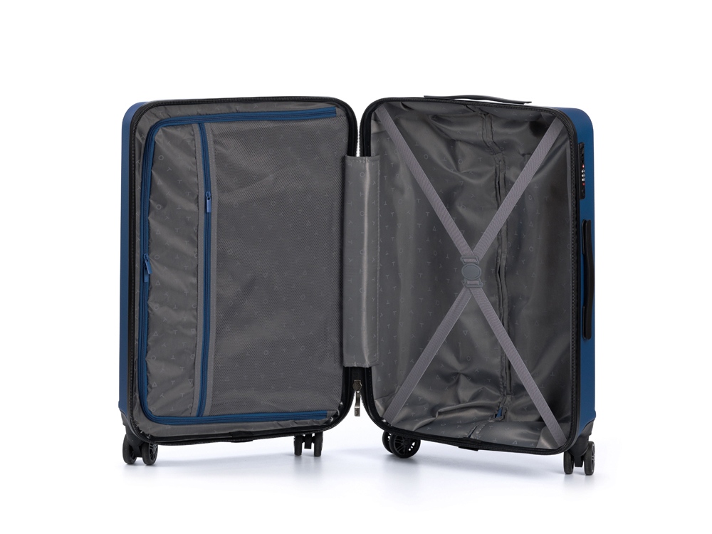 Чемодан TORBER Caspian, тёмно-синий, ABS-пластик, 43 х 26 х 68 см, 64 л — изображение 4
