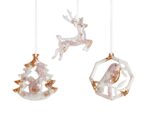 Елочные игрушки ( Снегирь+ Олень+ Ель) Розовый кварц
