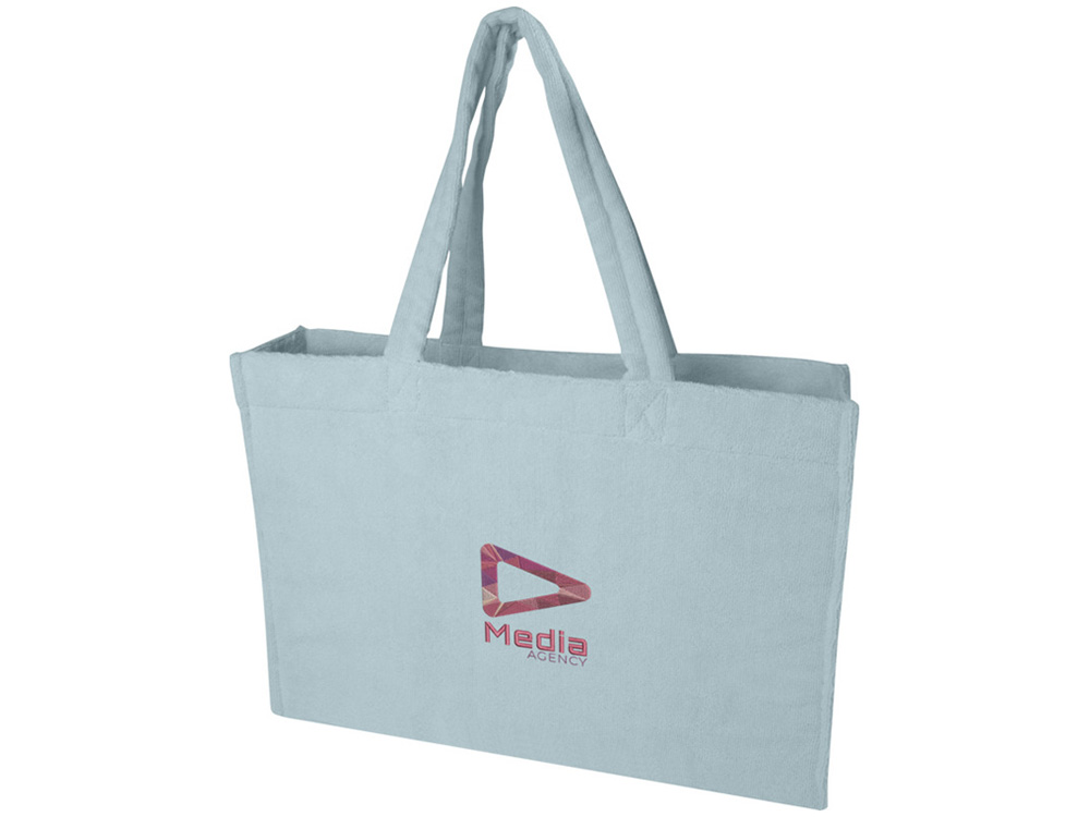 Пляжная эко-сумка Siam объемом 13 л из переработанной махровой ткани, сертифицированной GRS - Cloud Blue — изображение 4