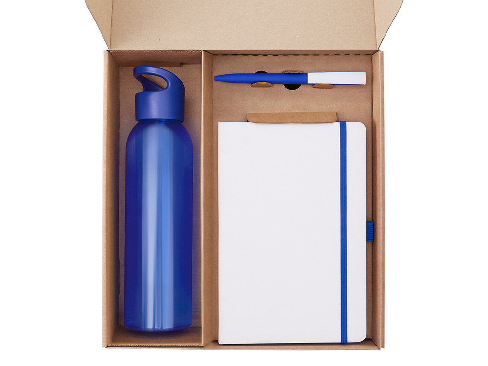 Подарочный набор с бутылкой для воды. блокнотом, ручкой и ланчбоксом,синий — изображение 2