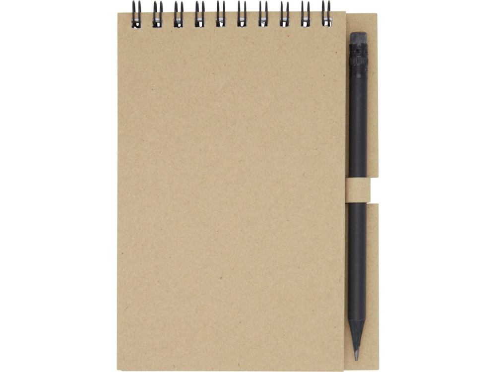 Блокнот Luciano Eco на пружине, с карандашом, маленький, натуральный — изображение 2