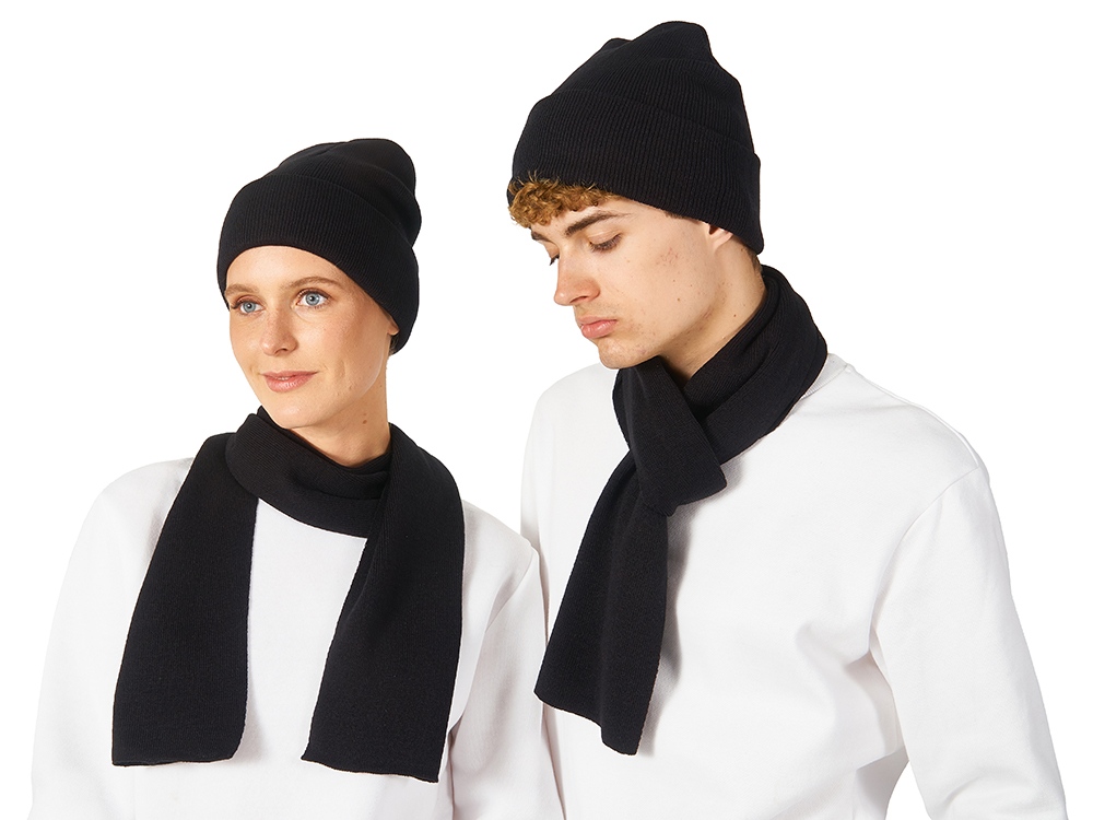 Подарочный набор с варежками, шарфом и термосом, черный — изображение 8