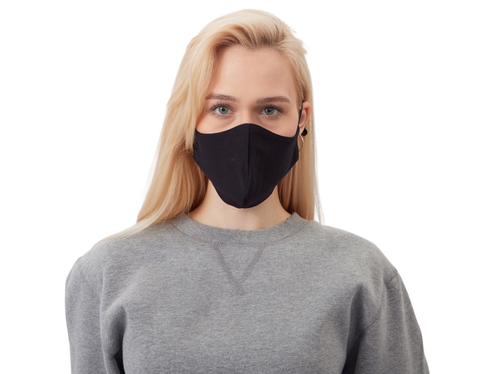 Маска для лица многоразовая с фиксаторами, черная — изображение 4