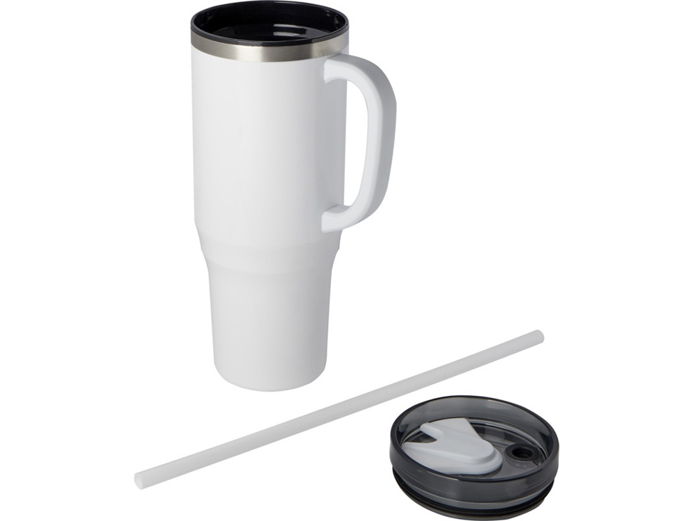 Melbourne кружка 1200 мл, сертифицированная согласно RCS, с соломинкой - Белый — изображение 3
