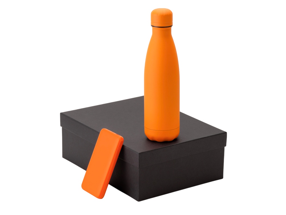 Подарочный набор с термобутылкой и повербанком С2, оранжевый