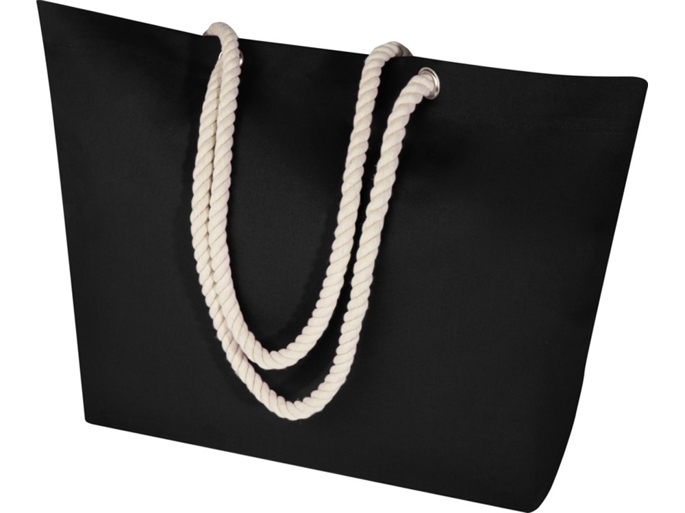 Florida пляжная эко-сумка из переработанного материала, сертифицированного по стандарту GRS, плотностью 270 г/м² 18L - сплошной черный / сплошной черный — изображение 4