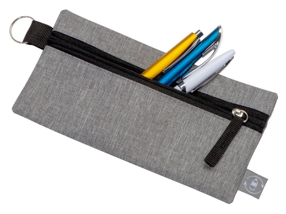 Универсальный пенал из переработанного полиэстера RPET Holder, серый/черный — изображение 2