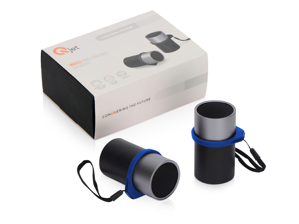 Портативные парные колонки Qjet TWS Mates с синими кольцами — изображение 7