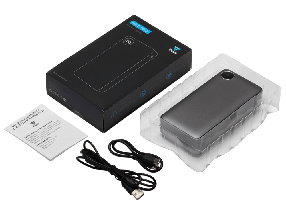 Внешний аккумулятор Mild Pro c быстрой зарядкой QC/PD, 20 000 mAh, серый — изображение 8