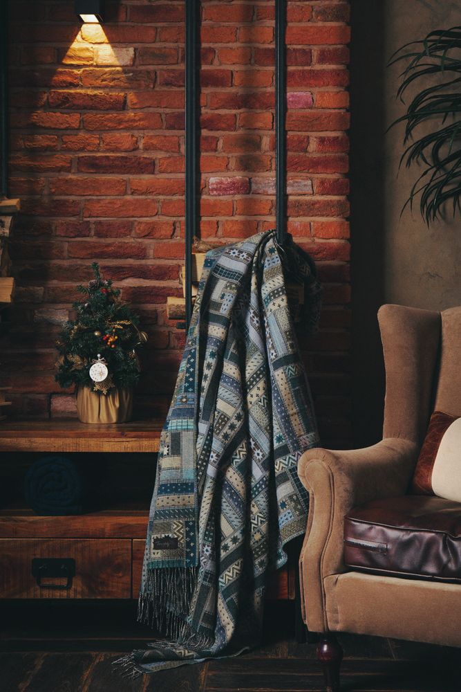 Плед Baltimora, синий с серым — изображение 5